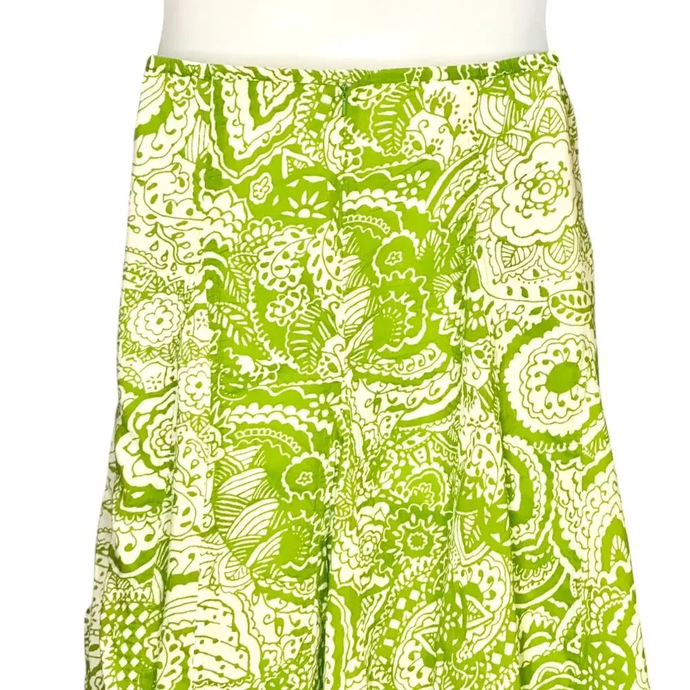 Chico's A Line Flared Maxi Skirt Size XL / 3 Boho Cottage Cotton Spring Green - Picture 7 of 9